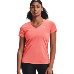 Under Armour Womens Bubble Tech V-Neck T-Shirt, RED